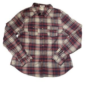 Dizzy Lizzy Womans Button Up Plaid Pink & Blue Long Sleeve Pearl Snap Sz Large